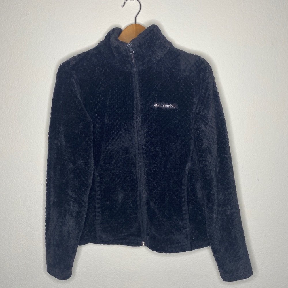 Black Fuzzy Zip Up Sweater with Pockets